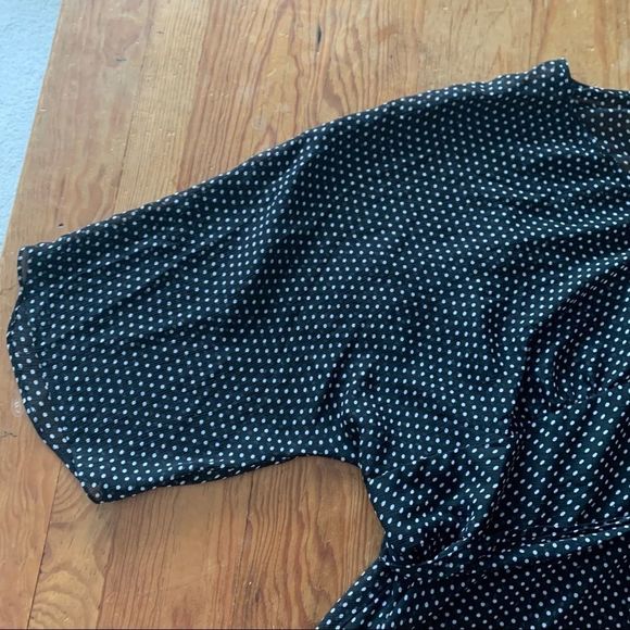 Cherokee Sheer Polkadot Blouse Top Sash Flutter - Picture 13 of 16